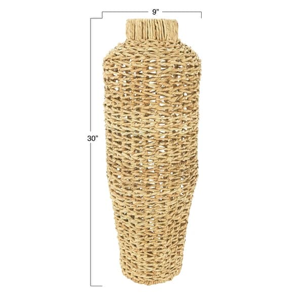30"H Handwoven Water Hyacinth & Rattan Floor Vase On Sale Bed Bath